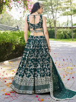 green indian ethnic jacquard lehenga dress