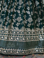 green elegant jacquard silk lehenga for women