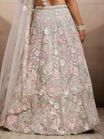 grey net lehenga choli online with unstitched blouse piece