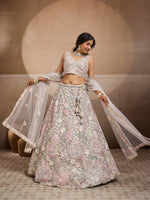 grey reception lehenga choli with sequins embroidered blouse