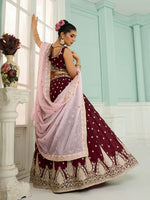 maroon sequins embroidered lehenga choli for indian wedding