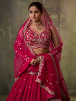 pink bridal georgette lehenga with sequins embroidery