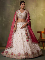 luxury indian bridal lehenga with tissue embroidery