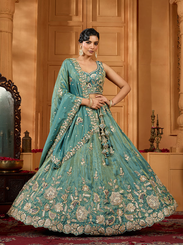 Indian Tissue Lehenga Choli with Dupatta