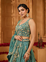 tissue fabric lehenga choli with elegant embroidery