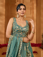 indian wedding tissue lehenga with embroidered blouse