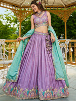 designer lavender satin wedding lehenga for women
