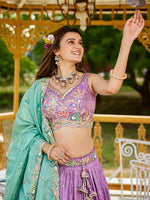 lavender wedding lehenga choli with sequins work