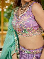 premium lavender satin ethnic lehenga for women