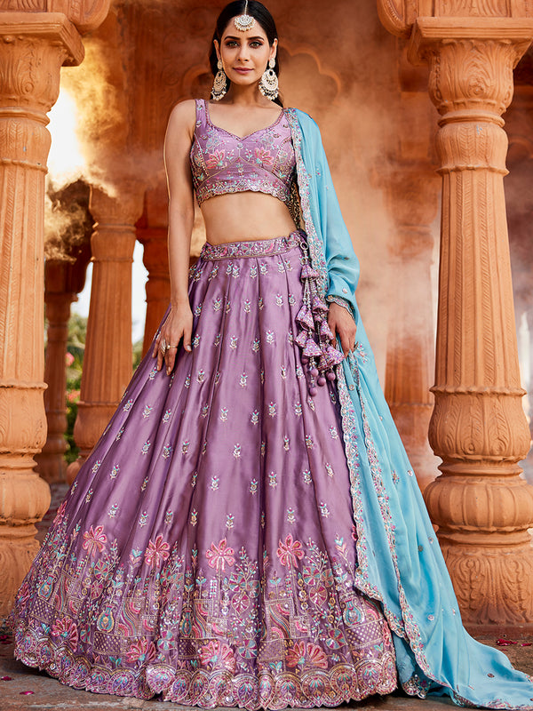 Lavender Festive Lehenga Choli for Women