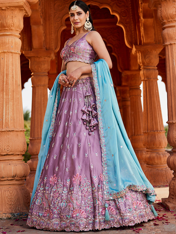 Lavender Festive Lehenga Choli for Women