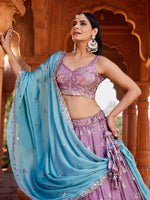 semi stitched georgette lehenga with embroidered dupatta