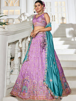 Lavender Indian Wedding Tissue Lehenga Choli