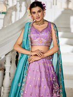 Lavender Indian Wedding Tissue Lehenga Choli