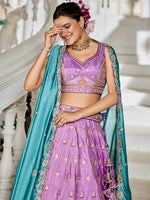 Lavender Indian Wedding Tissue Lehenga Choli
