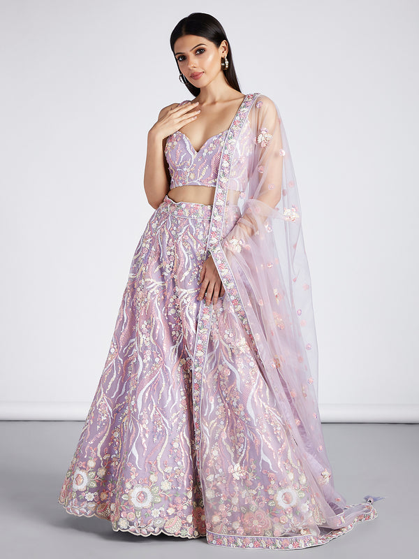 Mauve Indian Designer Bridal Lehenga Choli