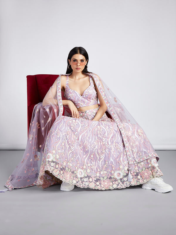 Mauve Indian Designer Bridal Lehenga Choli