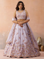 lavender tissue lehenga choli with sequins embroidery