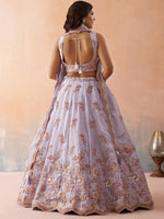 designer lavender tissue wedding lehenga for women