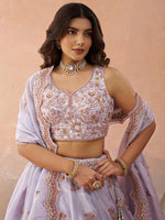premium lavender tissue lehenga for bridal wear