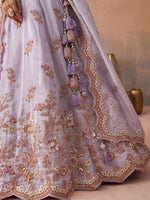 lavender sequins work semi stitched lehenga choli