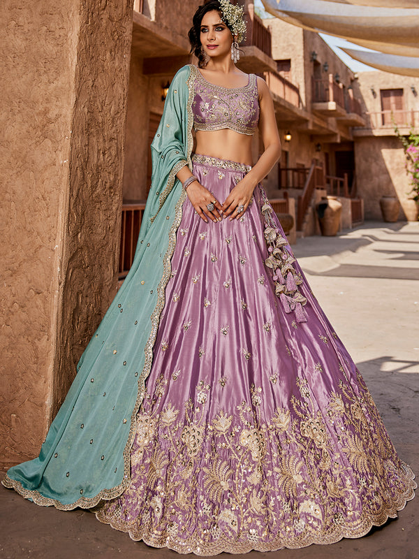 Lavender Designer Silk Lehenga Choli