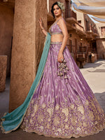 designer lavender silk wedding lehenga choli