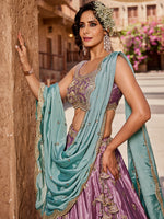 lavender bridal silk lehenga choli with dupatta