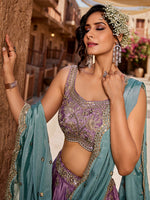 lavender ethnic silk lehenga choli for women