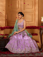 lavender embroidered lehenga choli for women