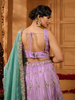 lavender party wear satin silk lehenga choli