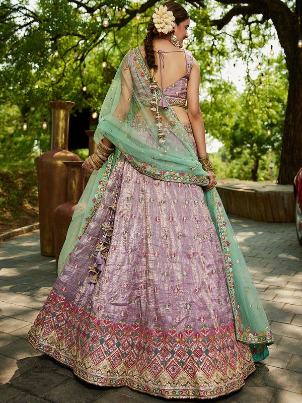 Lavender Embroidered Lehenga Choli for Women