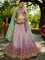 lavender wedding lehenga choli for women with premium embroidery