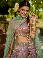 lavender party wear lehenga choli with intricate embroidery