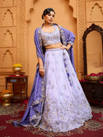 premium lavender embroidered lehenga for women