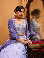 indian lavender embroidered bridal lehenga