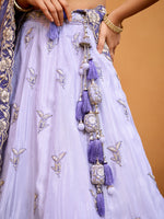 embroidered lavender lehenga with matching dupatta