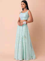 Beautiful Sky Blue Georgette Lehenga Choli