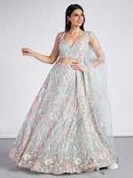stylish lime green embroidered lehenga choli