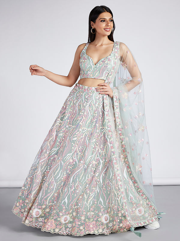Lime Green Wedding Bridal Lehenga Choli