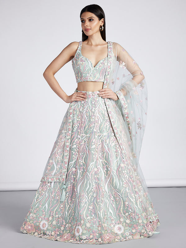 Lime Green Wedding Bridal Lehenga Choli