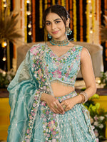 limegreen satin silk festive lehenga for special occasions