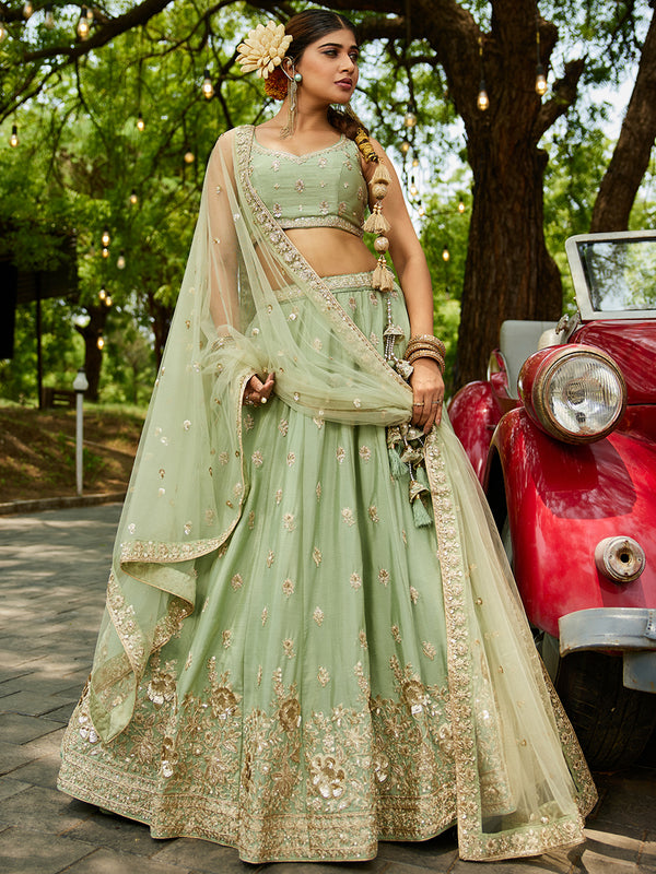 Luxury Limegreen Lehenga Choli for Reception