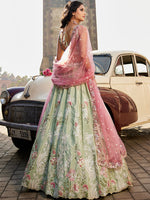 designer lime green satin silk wedding lehenga choli