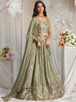 elegant limegreen embroidered lehenga outfit