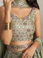 elegant limegreen embroidered lehenga outfit