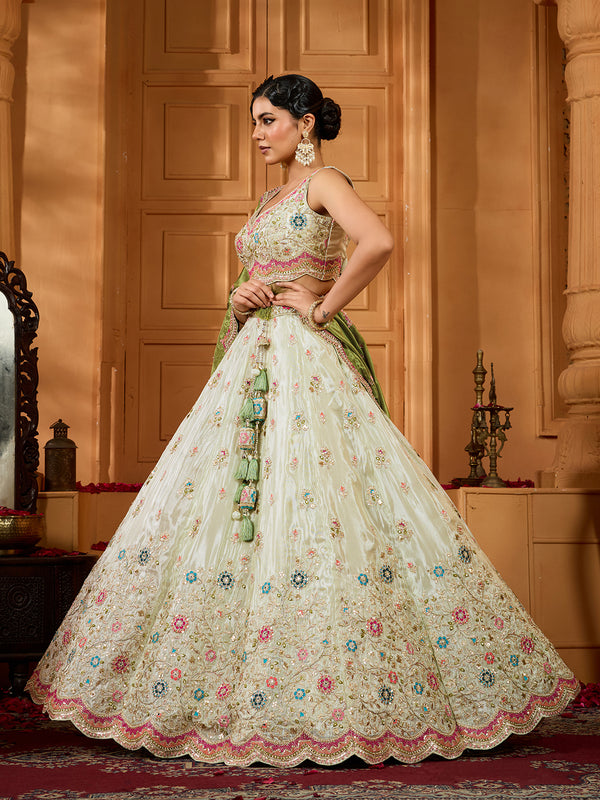 Heavy Work Tissue Lehenga Choli For Women