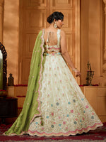 premium lime green tissue lehenga with unstitched blouse and dupatta