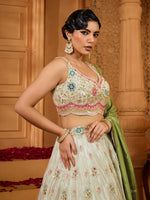 indian lime green embroidered lehenga choli for women