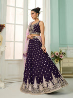 elegant organza lehenga with floral embroidery